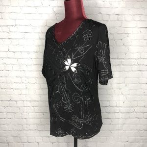 Lauren Michelle Silver Shimmer Top: Size L
